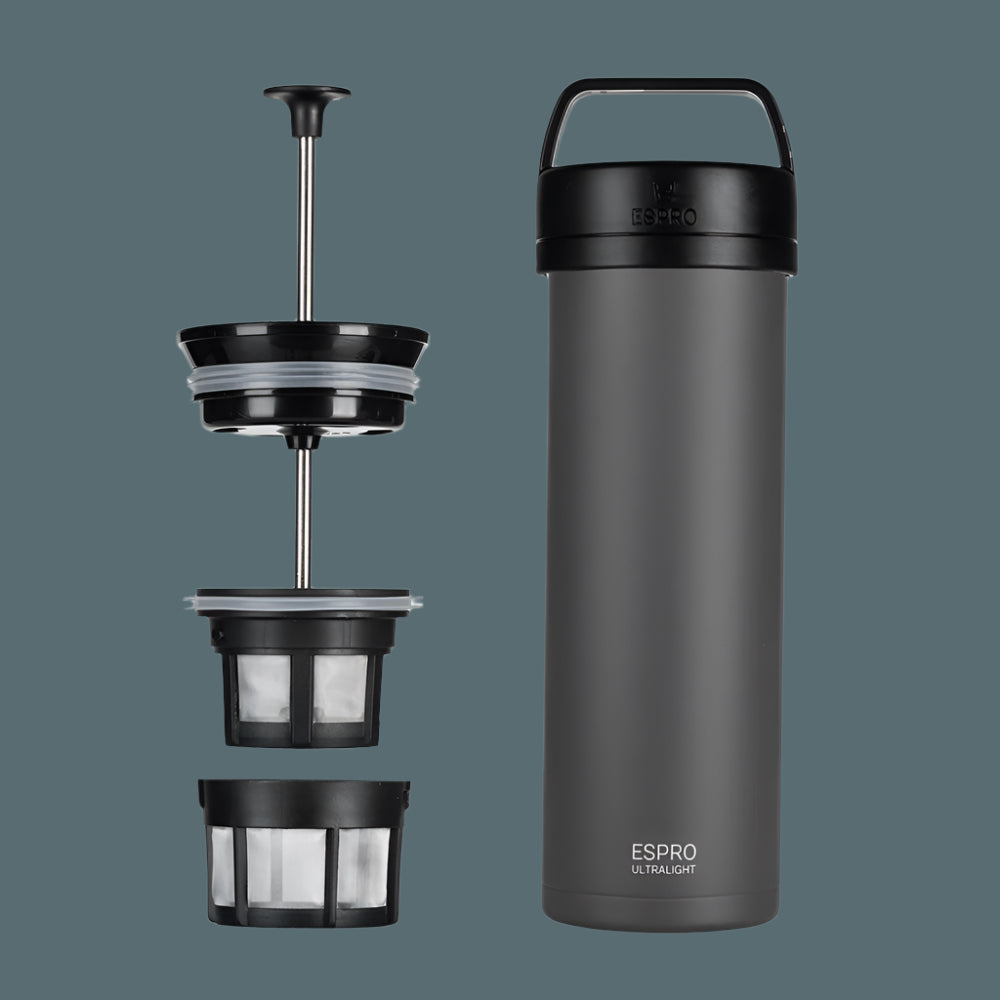 ESPRO P0 Ultralight Travel Coffee Press - Grey  (16oz / 473ml)