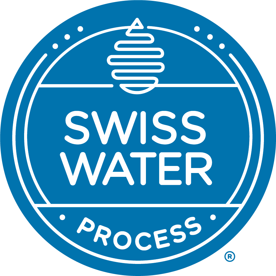Swiss Water Process logo with blue circle and white text