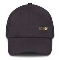 Dark Grey cap with a R2Bean2 logo on a white background