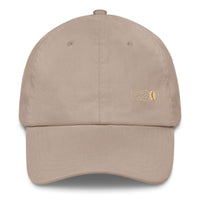Beige cap with a R2Bean2 logo on a white background
