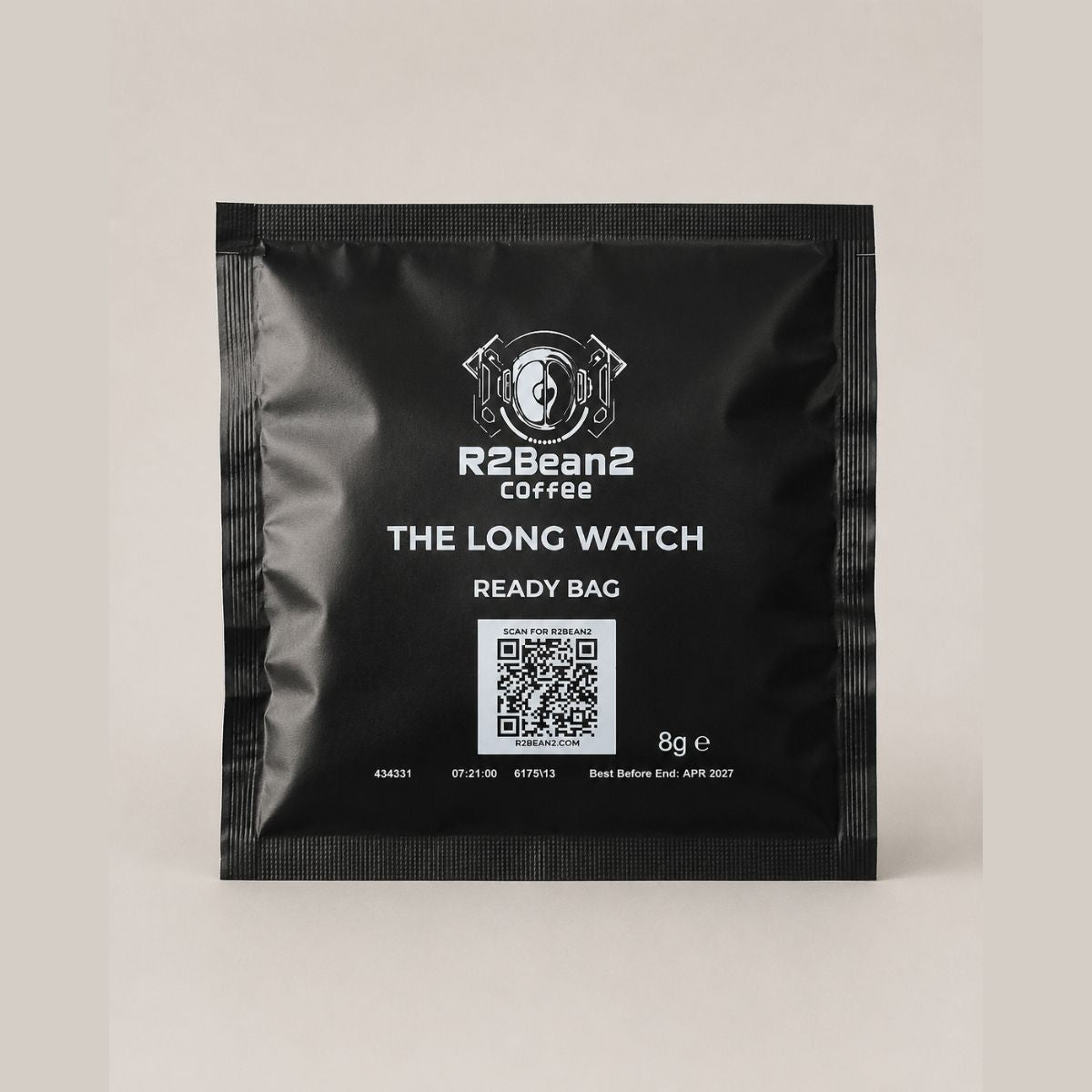 The Long Watch R2Bean2 single-serve speciality coffee brew bags with bright citrus, caramel and roasted nut tasting notes.