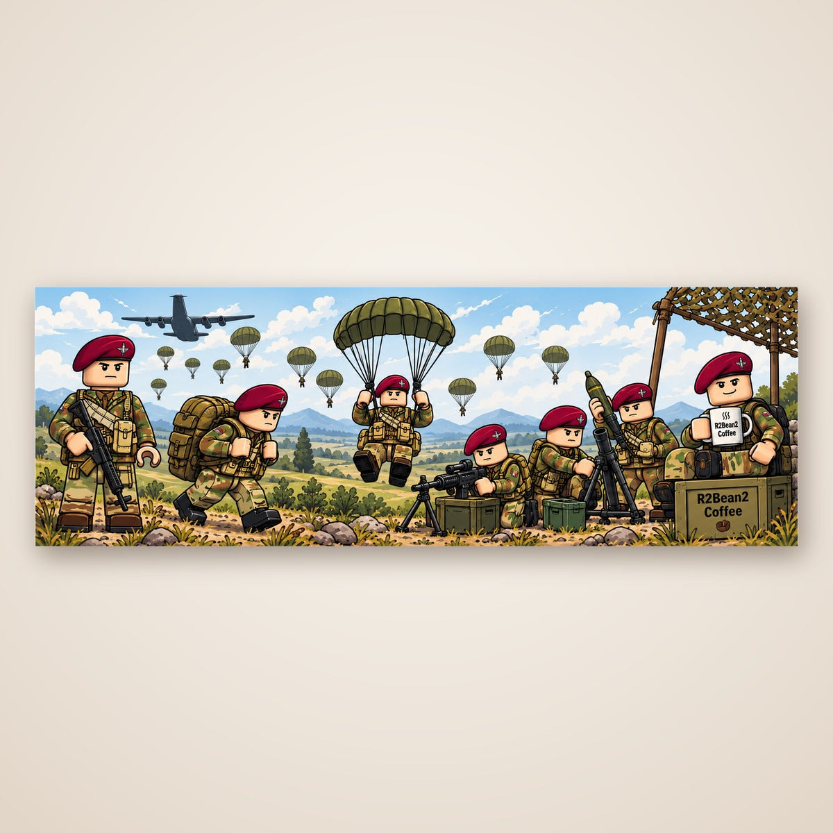 The Para drop full wraparound mug design laid flat