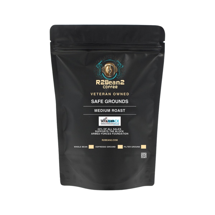 R2Bean2 Safe Grounds coffee – medium roast Arabica with 20% donation to The BLOCK Armed Forces Foundation